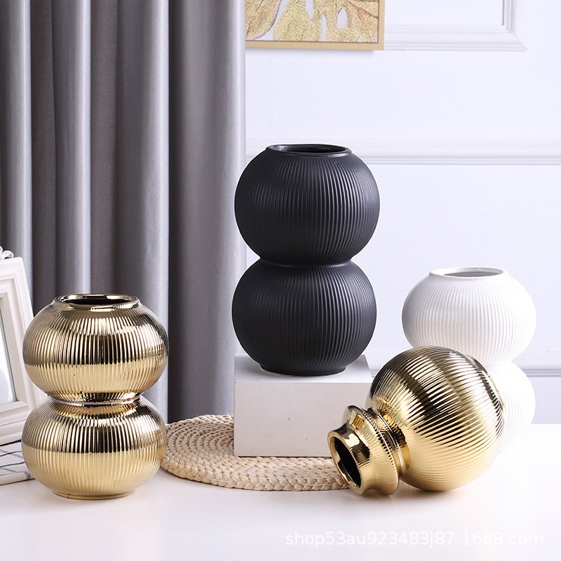 北欧简约现代陶瓷花瓶花器家居装饰品客厅电视柜摆件创意饰品摆设