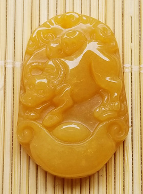 天然黄玉十二生肖属相吊坠2021吉祥物鼠牛虎兔龙蛇马羊猴鸡狗猪