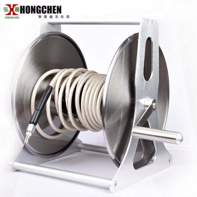 弘晨洗车机高压管收纳架不锈钢水管车高压水泵管收纳车高压水枪清