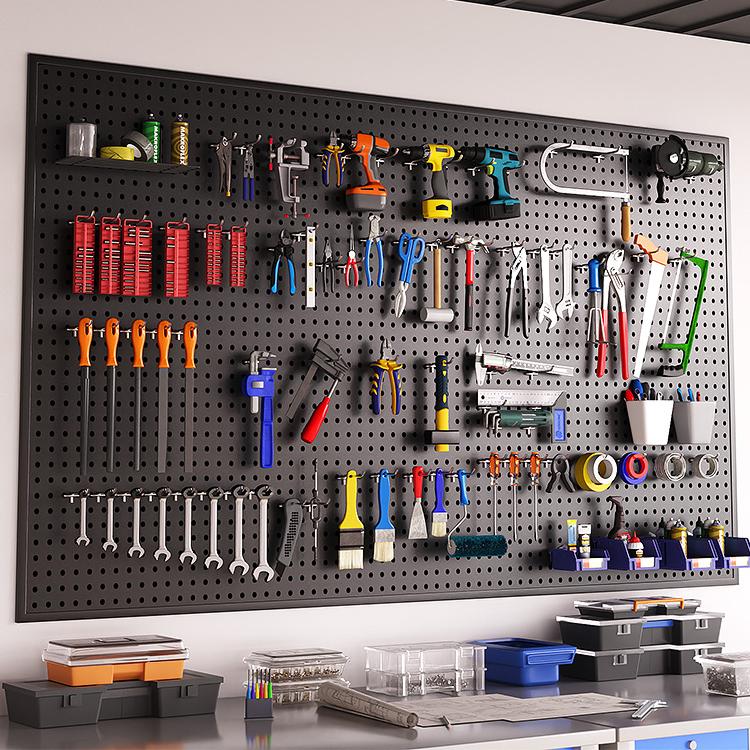 三梦工具墙洞洞板万能五金收纳板整理架不锈钢冲孔板挂墙上置物架
