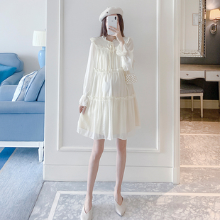 小个子孕妇上衣潮妈 洋派甜美仙女蛋糕裙中长版 孕妇春装 网c纱洋装