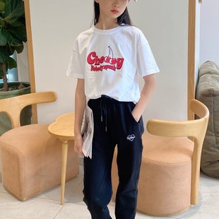 2023夏裝 涼感t恤 兒童上衣白色J女孩洋氣圓領(lǐng)薄款 女童T恤短袖