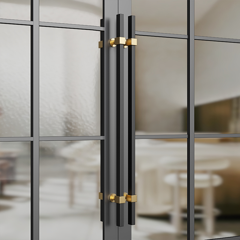 轻奢极窄金色玻璃门拉手加厚不锈钢木门把手酒店高会所推拉门扶手