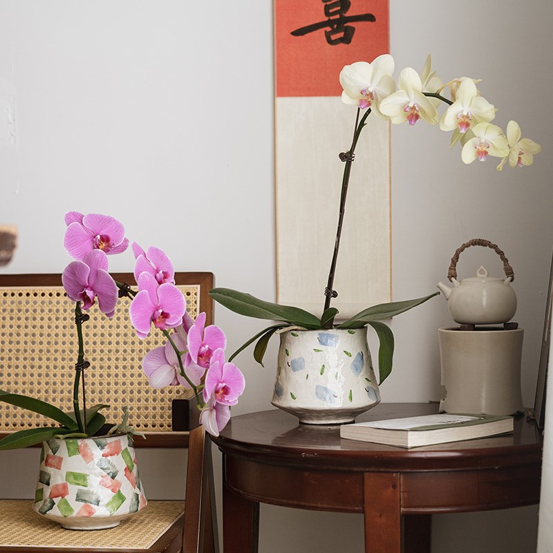 北欧简约陶瓷侘寂风复古民宿酒店别墅玄关插花无孔创意花盆花器