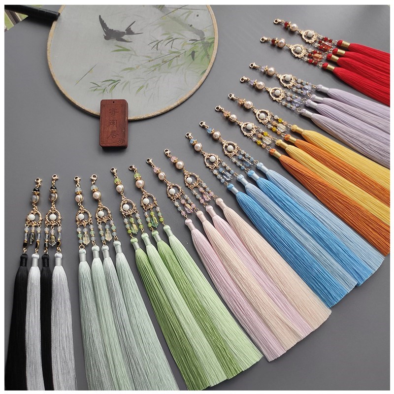 荷包人造丝流苏香包穗子旗袍压襟汉服古风搭配饰扇T子挂件落霞秋