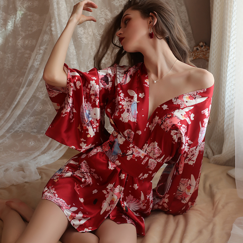 月净雪性感睡衣日系和服女2025年新款上衣春秋冬季长袖家居服套装