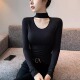 t恤修身 长袖 内搭镂空秋冬上衣 女2026新款 黑色莫代尔半高领打底衫