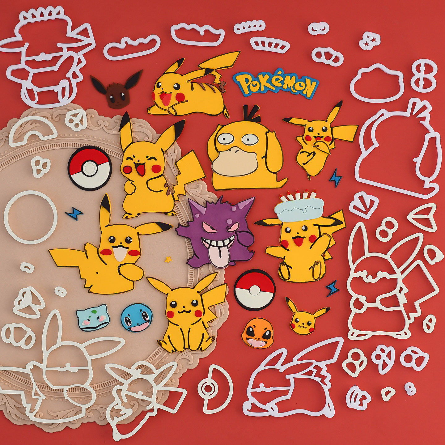 糖堡森林皮卡丘翻糖切模耿鬼可达鸭儿童蛋糕装饰烘焙模具塑料压模,节庆用品/礼品,蛋糕/烘焙装饰用品,淘宝优惠券,粉丝福利购,淘宝优惠卷