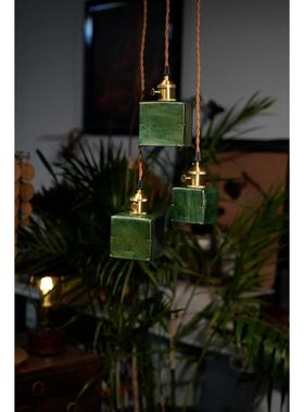 墨绿色方小块极简立体卧室床头柜餐桌茶室楼梯橱窗酒吧服装店吊灯