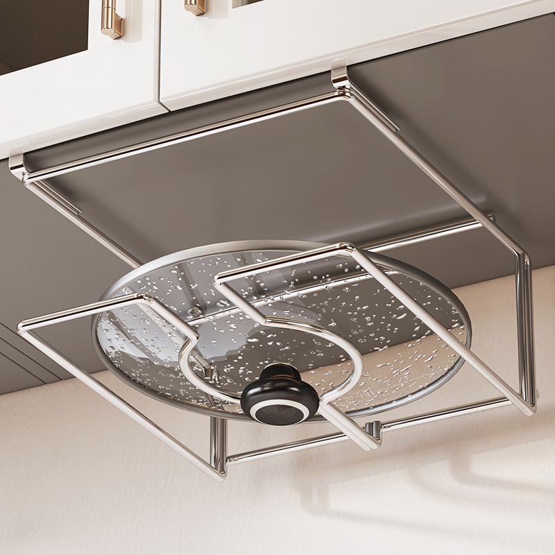 304不锈钢免打孔厨房可放锅盖架子放置器置物架支架收纳架壁挂式