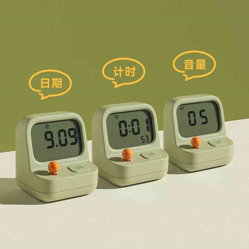 游戏机闹钟厨房提醒器背s景光音量调节计时器自律定时器贪睡时钟
