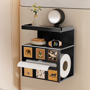 卫生间厕所纸巾盒置物架免打孔壁挂式抽纸放置盒洗手间卷纸架复古