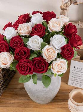 花仿玫瑰珍珠绒布MW03339植物仿真花家家庭装饰真婚庆花墙假花MW