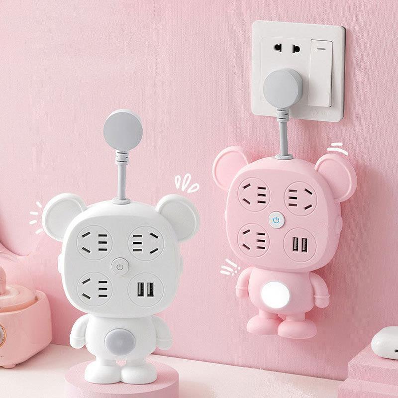 可爱插排卡通多功能USB充电插座