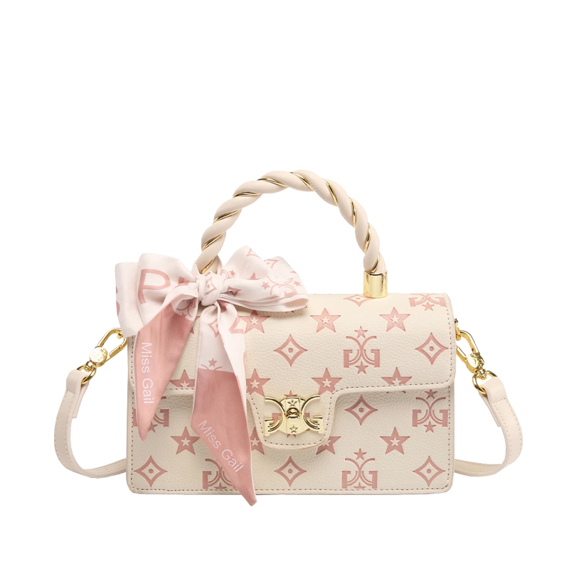 MissGail时尚潮流蝴蝶结丝巾甜美少女小方包高颜值单肩斜挎手提包
