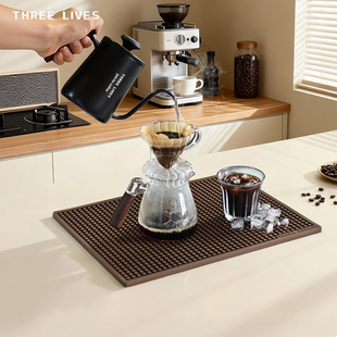 THREELIVES咖啡垫防滑垫桌面沥水垫吧台垫咖啡台垫抗菌镌刻垫咖色