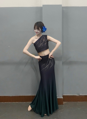 傣族舞蹈演出服装表演服傣族舞蹈服装女舞裙孔雀舞鱼尾裙艺考服装