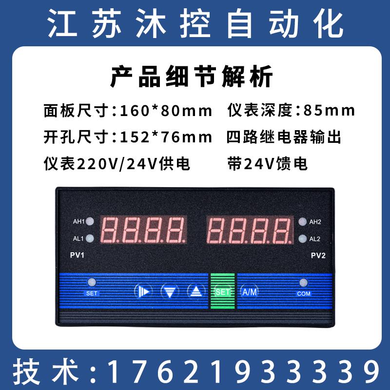 D823智能双回路测控仪温度压力液位显示控制器两路数显报警控制仪