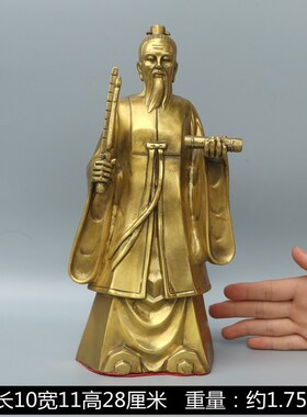 纯铜姜太公姜尚手拿封神榜打神鞭站像姜子牙骑麋鹿四不像坐像摆件