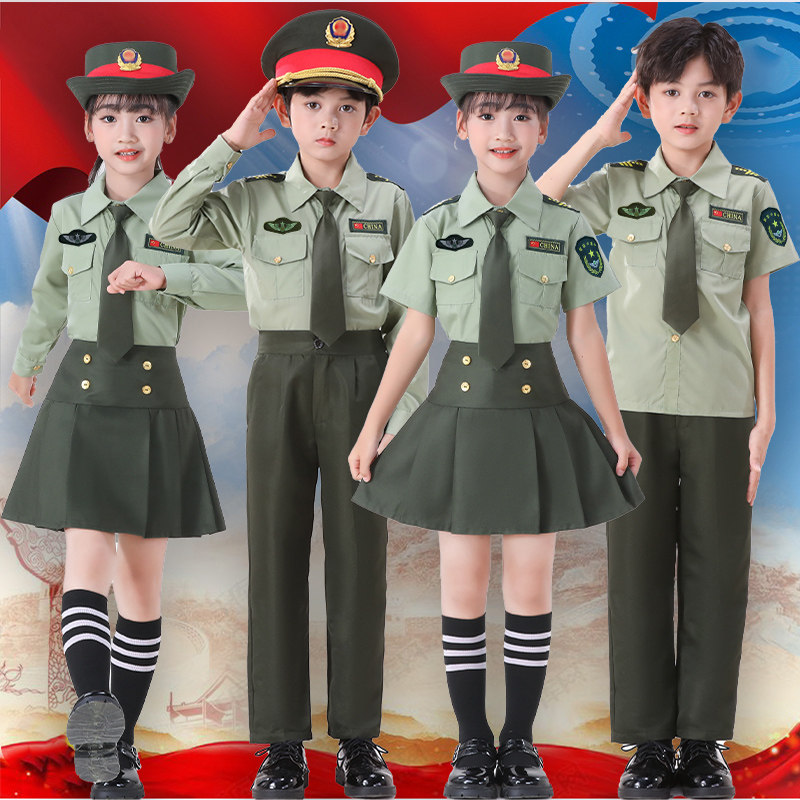 儿童升旗手套装小学生小军装大合唱演出服幼儿园六一小陆军表演服