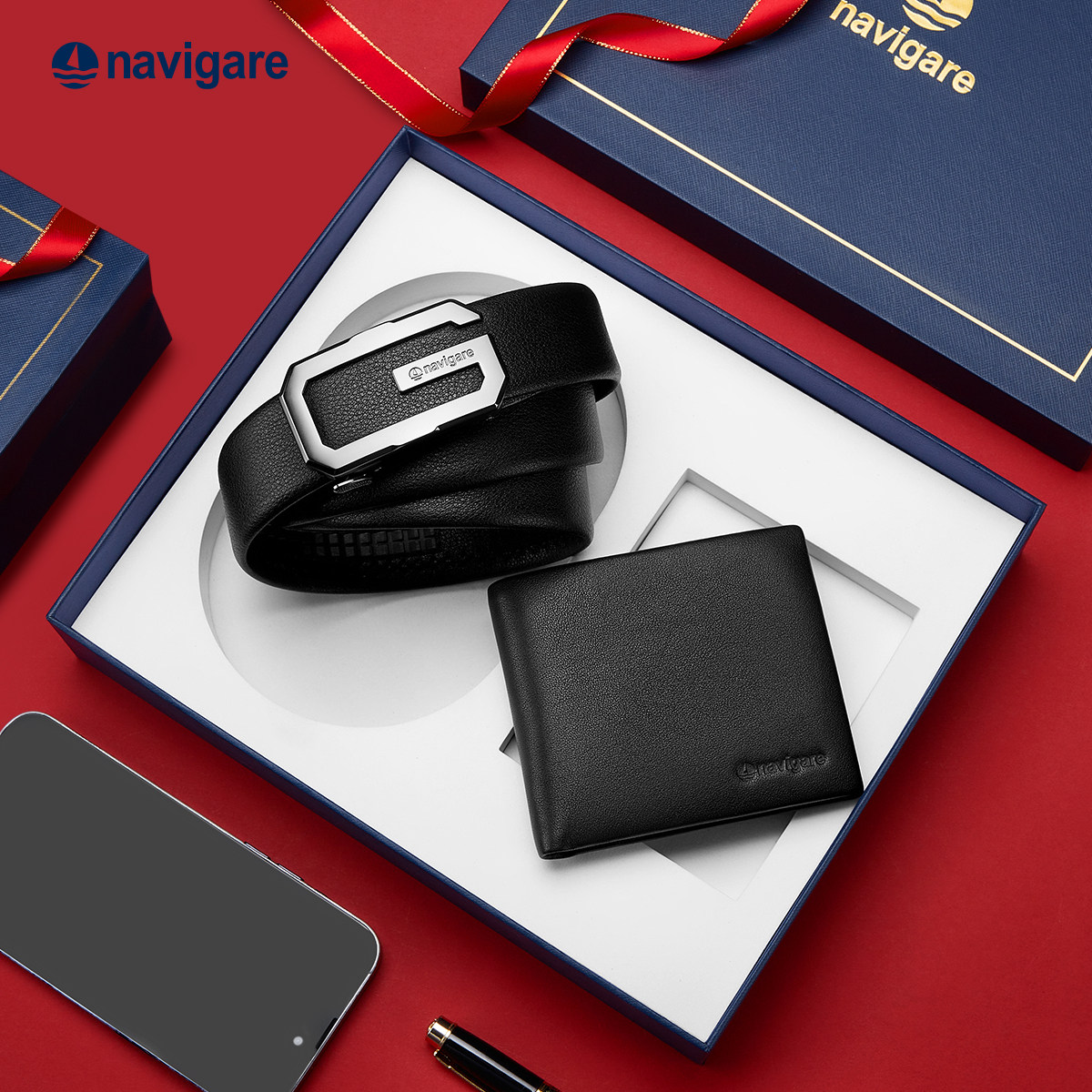 Navigare纳维凯尔意大利小帆船真皮男腰带头层牛皮皮带组合礼