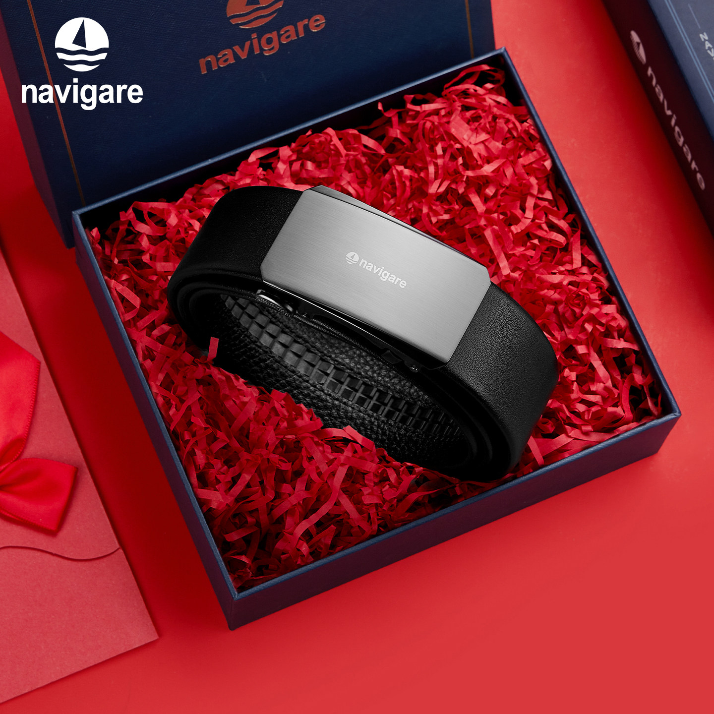 小帆船真皮皮带男士2026新款自动扣内扣不露带尾牛皮裤腰带爸爸