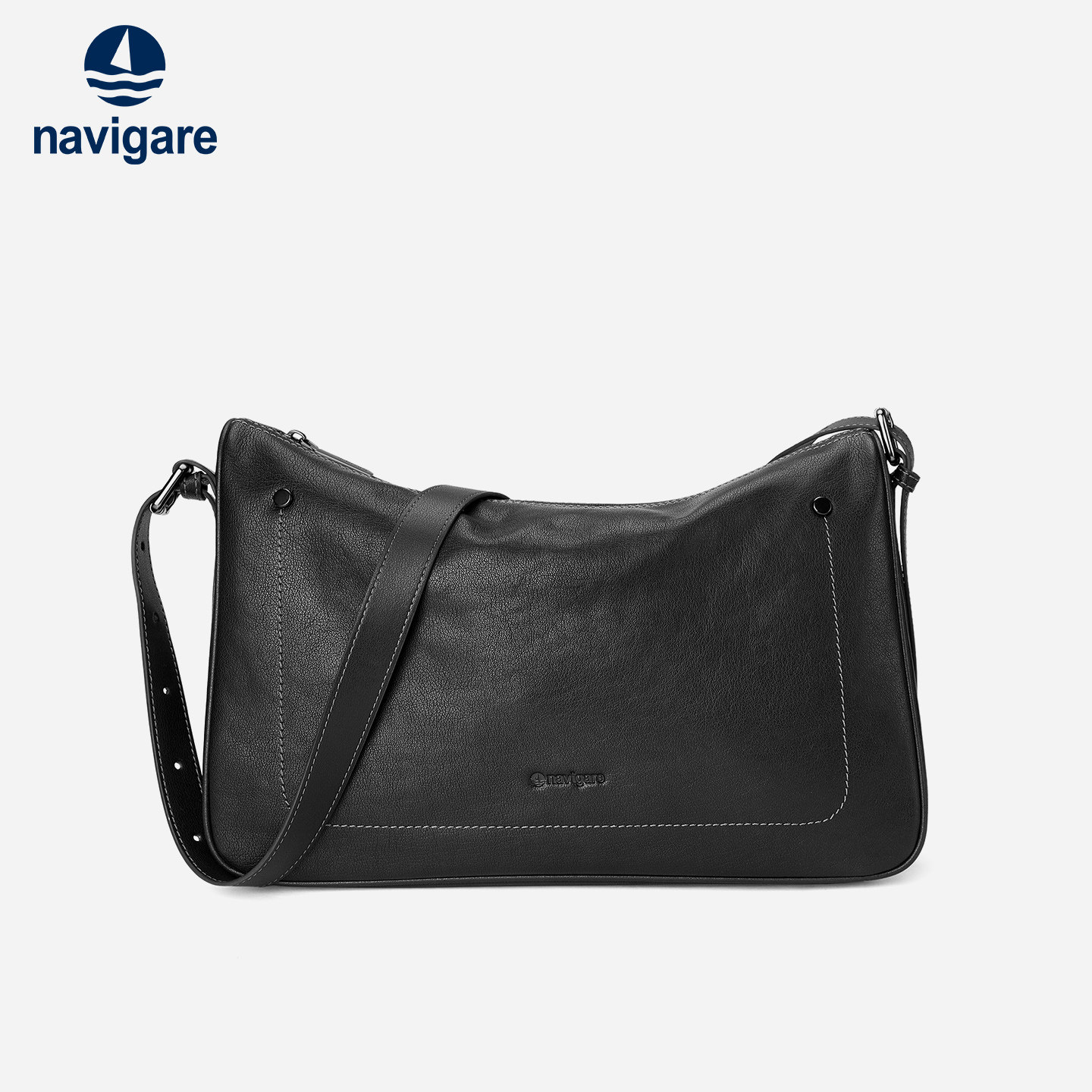 Navigare意大利小帆船新款男士斜挎包真皮单肩包上班通勤包大容量