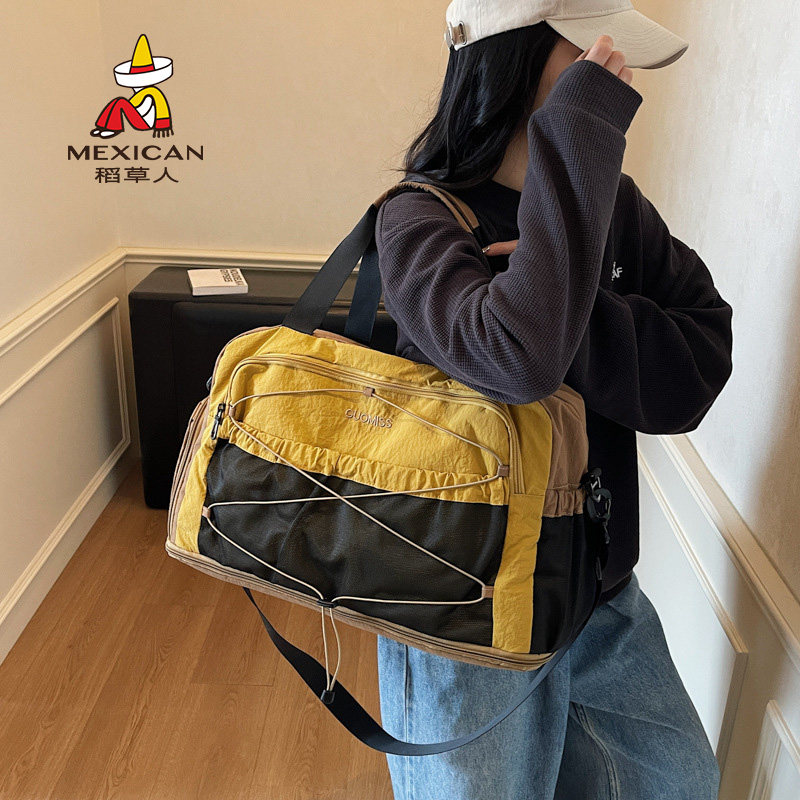 稻草人手提时尚旅行包女短途旅游收纳行李包独立鞋仓运动健身包