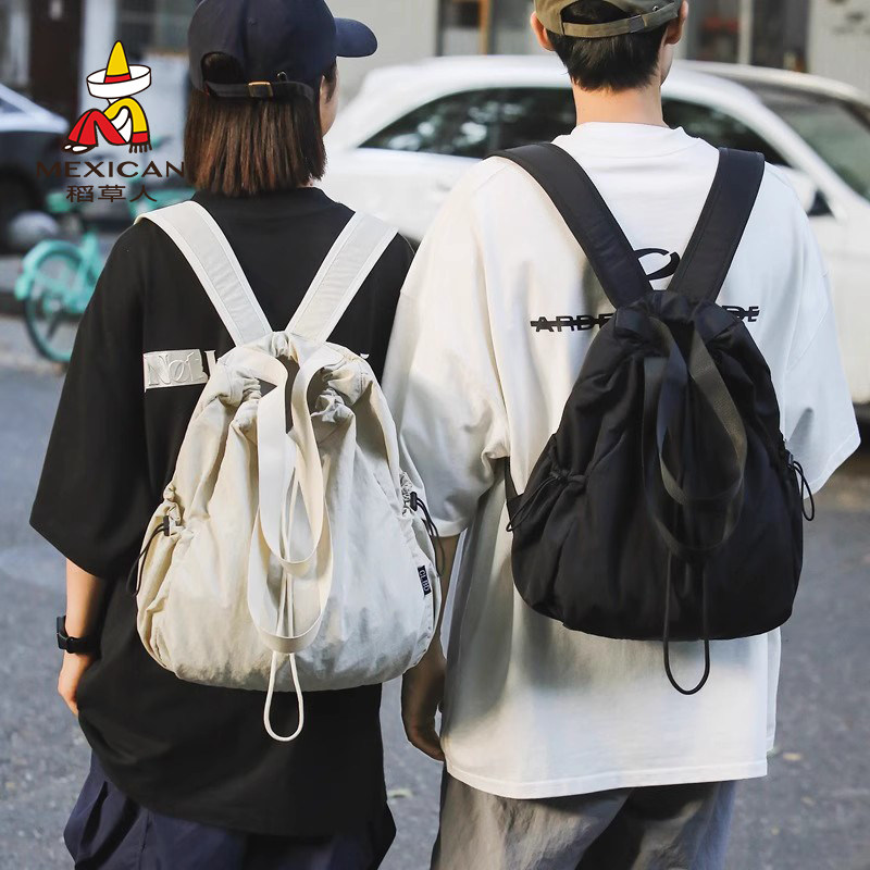 稻草人2025新款时尚原宿风尼龙双肩包轻便旅行背包休闲大容量书包