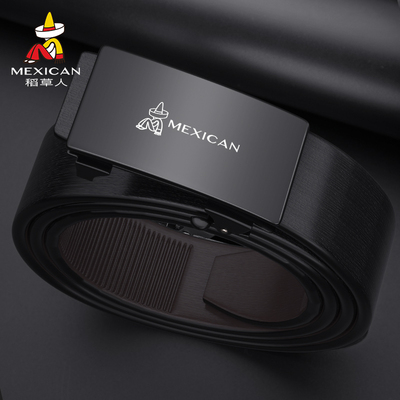 稻草人皮带男士正品时尚真牛皮无牙内穿式2026新款潮年轻人裤腰带