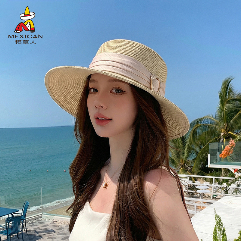 稻草人法式草编大帽檐防晒帽女夏天透气海边遮阳帽高级感度假草帽