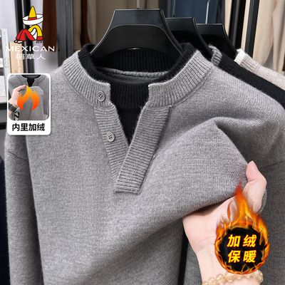 稻草人假两件毛衣男款针织衫