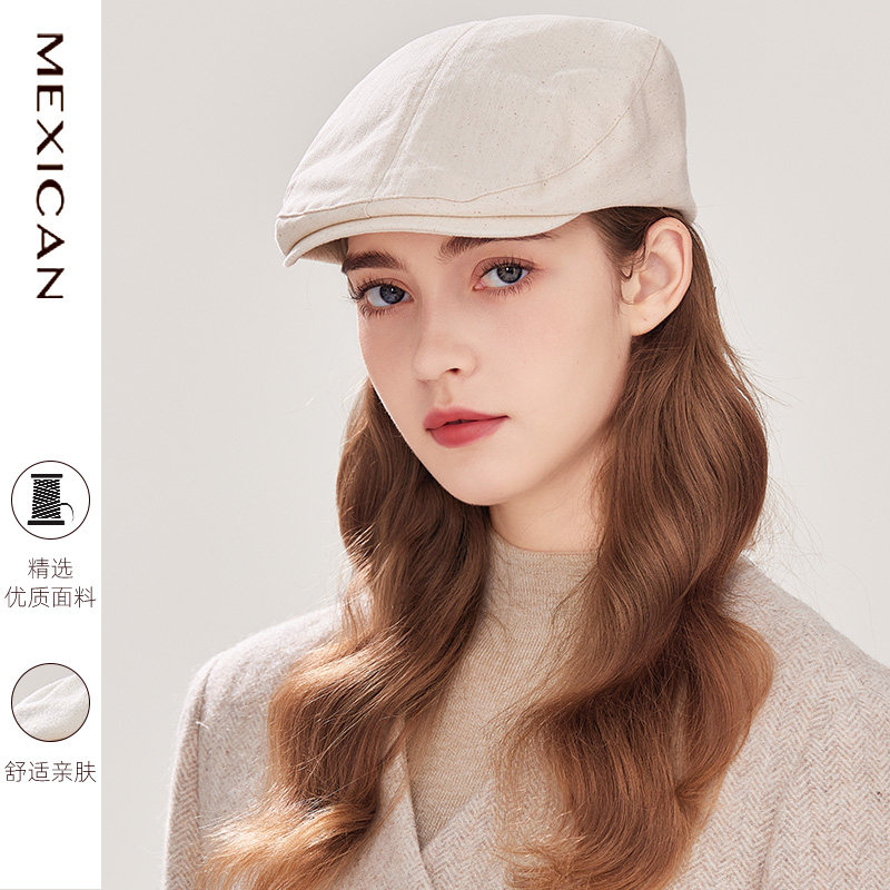 稻草人英伦风画家帽秋冬时尚报童帽女前进帽复古贝雷鸭舌帽可反戴