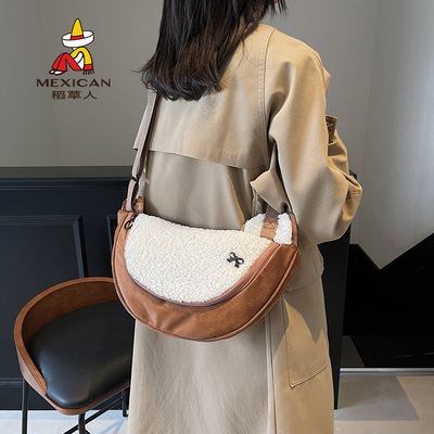 韩系毛绒绒斜挎包复古休闲