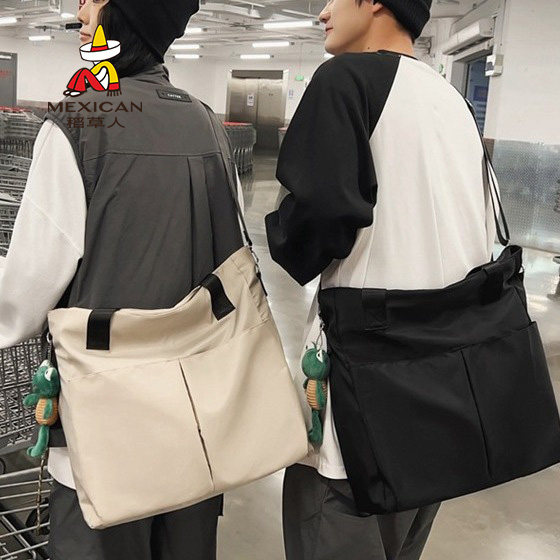 稻草人港风潮牌男女情侣单肩包韩版ins工装大容量学生上课挎包
