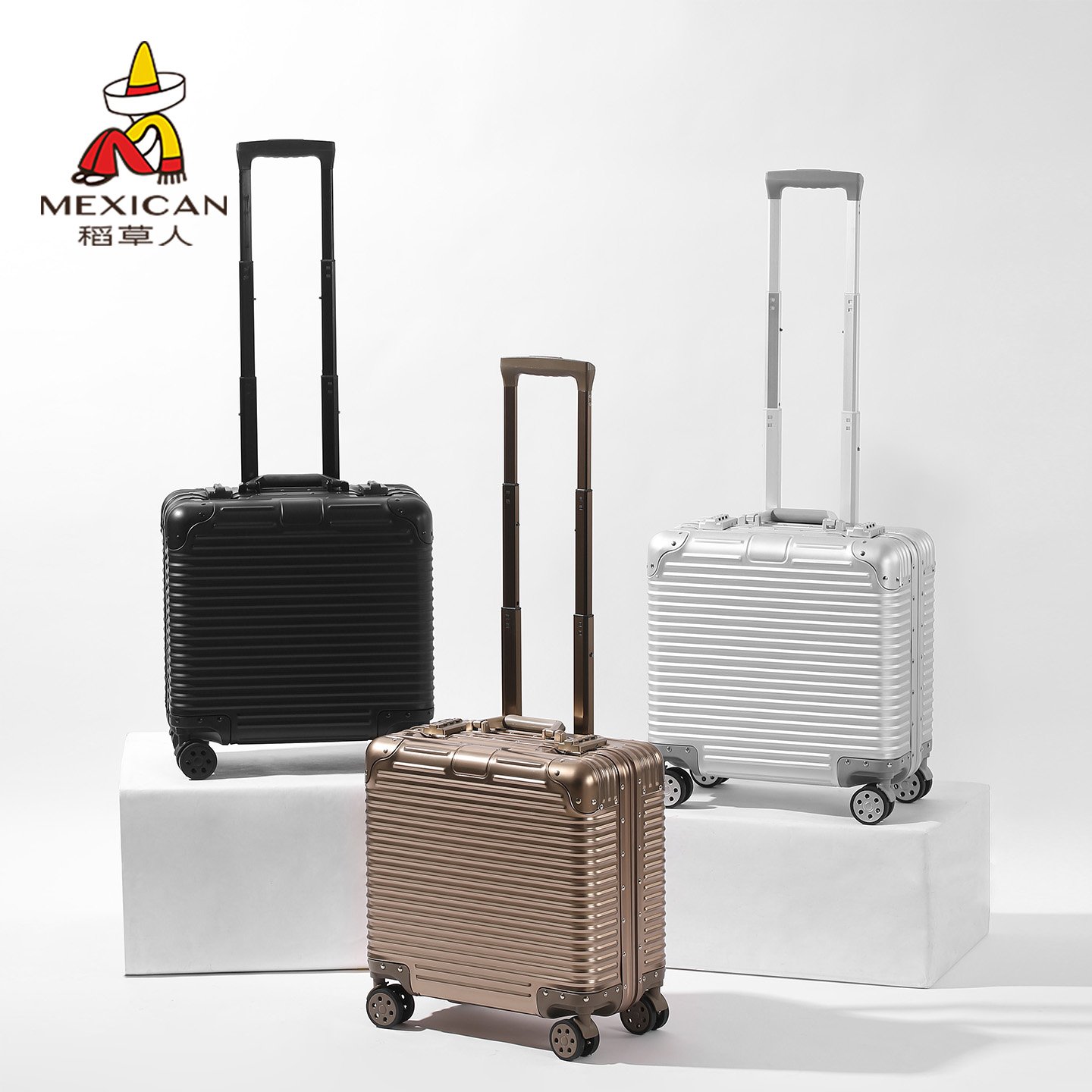 稻草人铝镁合金18寸登机小行李箱可上飞机免托运密码箱拉杆箱男女