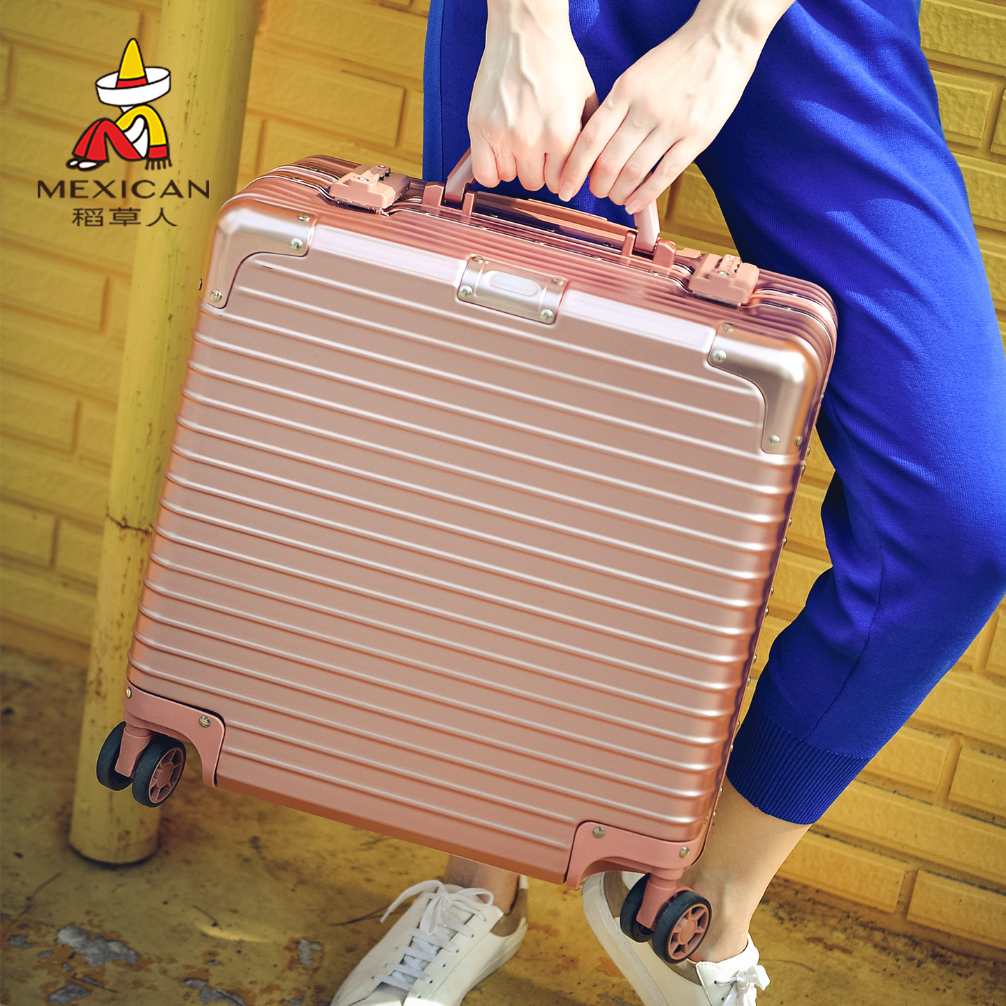 稻草人18英寸商务出差登机箱2025新款旅行箱行李箱拉杆箱纯PC材质