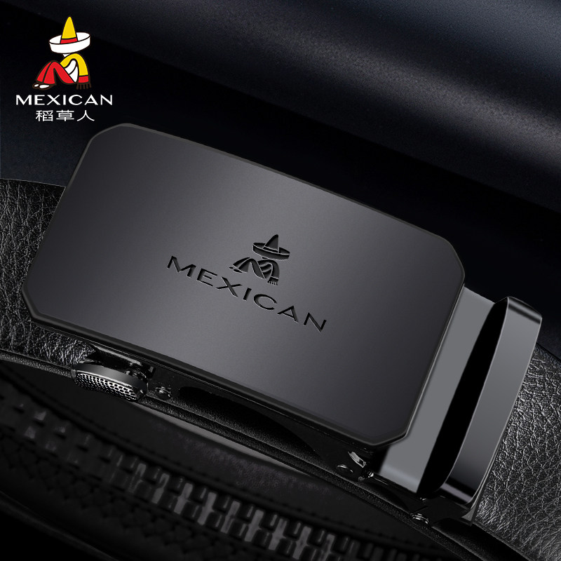 稻草人皮带男士商务2025新款真头层皮自动扣裤腰带官方旗舰店正品