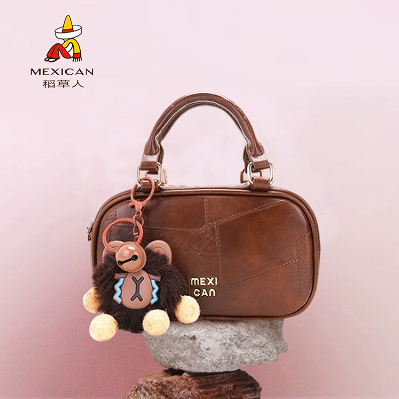 稻草人包包女包2025新款复古手提包大容量通勤拼接设计单肩斜挎包