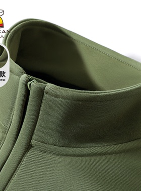 稻草人半拉链套头卫衣男款军绿色加绒保暖外套男女半开领套头衫Z