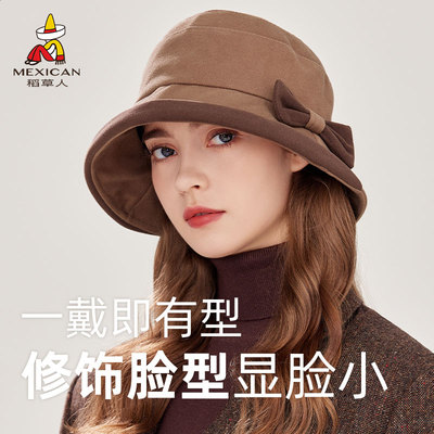 稻草人帽子女冬季渔夫帽素颜百搭