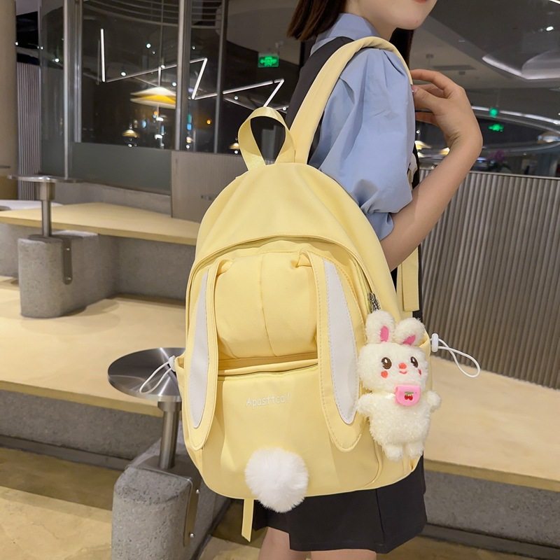 稻草人韩版原宿高中学生日系可爱兔耳朵双肩包校园百搭少女背包