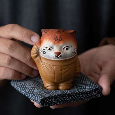 宠SIV赵永辉紫砂敬礼报福老虎小茶招财进小宝摆件精品手工茶玩装