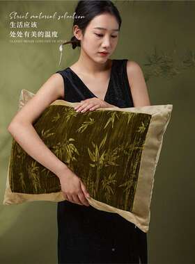 新20240104中式绿色竹子客厅可沙垫抱枕轻奢高发端靠椅子创意艺术