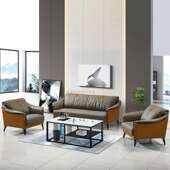 商轻奢务办公沙发三人位领办导茶55907几公室休待闲区接洽谈会客