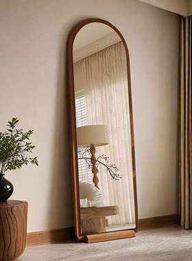 全身卧镜家用穿衣镜中古BYO落简地镜高清试衣镜室原木风壁挂约镜