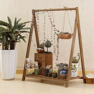 花架爬子木层032隔架纯实木挂栏板花盆架秋中式客藤植物吊兰架千