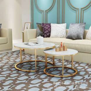 意式轻子母桌00板岩大理石茶几约客厅家用茶桌小户型现奢代圆形茶