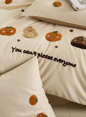 2260秋冬款类S100支长绒棉陶瓷轻磨毛四件套100全棉毛巾绣A四ZJ件