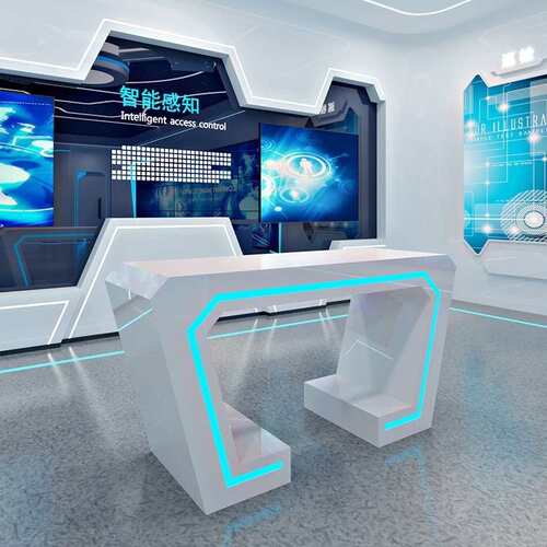 创意发光白色展示台多层圆技形科烤模型展中台漆异YC形圆柱岛展示